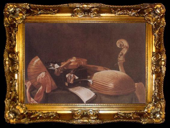 framed  Evaristo Baschenis Self-Life with Musical instruments, ta009-2